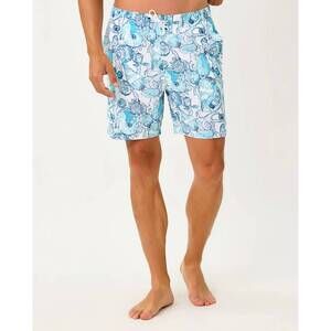 NEW LILLY PULITZER stuff del lago swim trunk in resort white shell shine